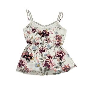 White House Black Market Floral Embroidered Camisole Top White XSP Petite
